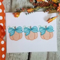 Pumpkin with Bow Trio Machine Embroidery Design - Sketch Stitch